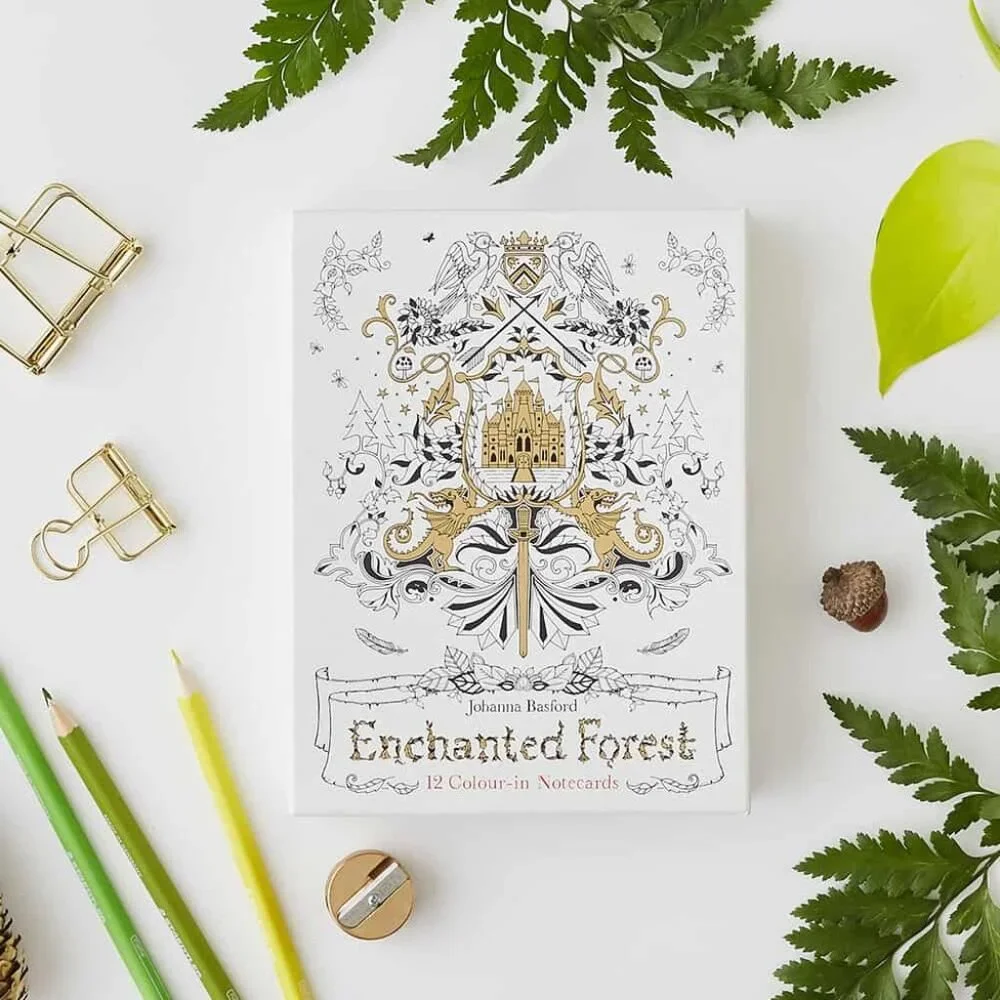 Johanna Basford Enchanted Forest 12 Color-In Notecards Sealed